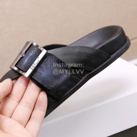 Berluti Egio Scritto Leather Flip Flops For Men Blue