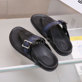 Berluti Egio Scritto Leather Flip Flops For Men Blue