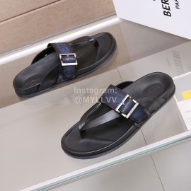 Berluti Egio Scritto Leather Flip Flops For Men Blue