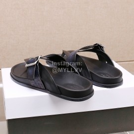 Berluti Egio Scritto Leather Flip Flops For Men Blue