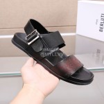 Berluti Egio Scritto Leather Sandals For Men Brown