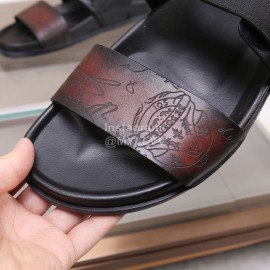 Berluti Egio Scritto Leather Sandals For Men Brown