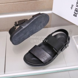 Berluti Egio Scritto Leather Sandals For Men Black