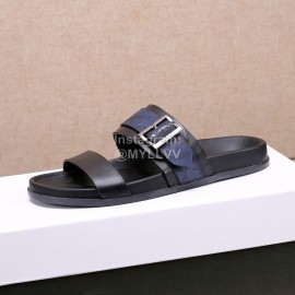 Berluti Egio Scritto Soft Leather Slippers For Men Blue