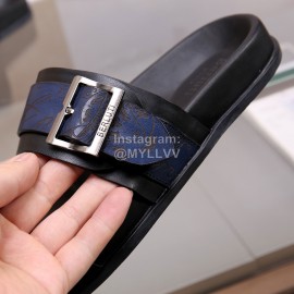 Berluti Egio Scritto Soft Leather Slippers For Men Blue