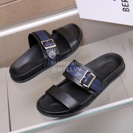 Berluti Egio Scritto Soft Leather Slippers For Men Blue