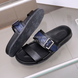Berluti Egio Scritto Soft Leather Slippers For Men Blue