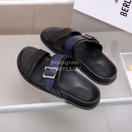 Berluti Egio Scritto Soft Leather Slippers For Men Blue