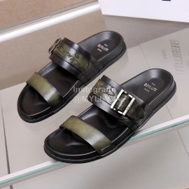 Berluti Egio Scritto Soft Leather Slippers For Men Green