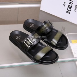 Berluti Egio Scritto Soft Leather Slippers For Men Green