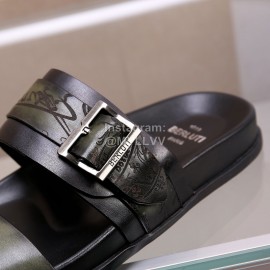 Berluti Egio Scritto Soft Leather Slippers For Men Green