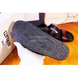 Berluti Egio Scritto Leather Metal Buckle Slippers For Men Blue