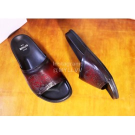 Berluti Egio Scritto Printed Leather Slippers For Men Reddish Brown