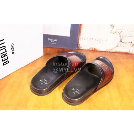 Berluti Egio Scritto Printed Leather Slippers For Men Reddish Brown