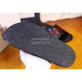 Berluti Egio Scritto Printed Leather Slippers For Men Reddish Brown