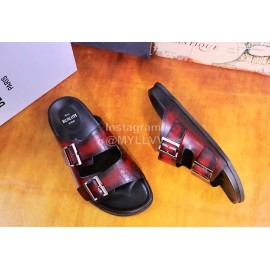 Berluti Egio Scritto Metal Buckle  Leather Slippers For Men Reddish Brown