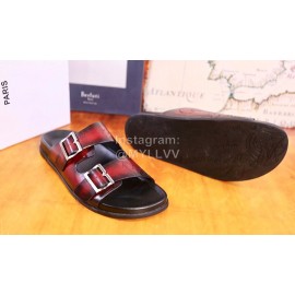 Berluti Egio Scritto Metal Buckle  Leather Slippers For Men Reddish Brown