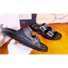 Berluti Egio Scritto Metal Buckle  Leather Slippers For Men Grayish Purple