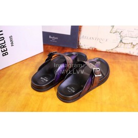 Berluti Egio Scritto Metal Buckle  Leather Flip Flops For Men Brown