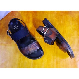 Berluti Egio Scritto Soft Leather Sandals For Men Coffee