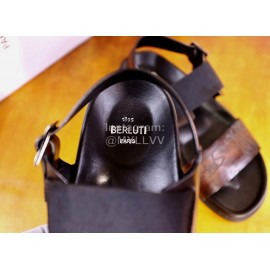 Berluti Egio Scritto Soft Leather Sandals For Men Coffee