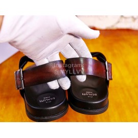 Berluti Egio Scritto Soft Leather Sandals For Men Coffee