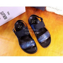 Berluti Egio Scritto Soft Leather Sandals For Men Blue