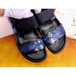 Berluti Egio Scritto Soft Leather Sandals For Men Blue