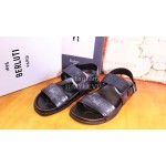 Berluti Egio Scritto Soft Leather Sandals For Men Gray