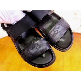 Berluti Egio Scritto Soft Leather Sandals For Men Gray