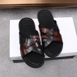 Berluti Egio Scritto Soft Leather Slippers Reddish Brown For Men 