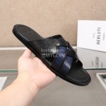 Berluti Egio Scritto Woven Cowhide Slippers Blue For Men 