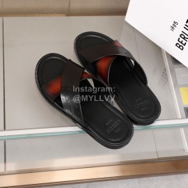 Berluti Egio Scritto Woven Cowhide Slippers Reddish Brown For Men 