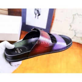 Berluti Egio Scritto Fashion Leather Slippers For Men Purple