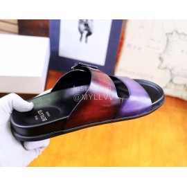 Berluti Egio Scritto Fashion Leather Slippers For Men Purple