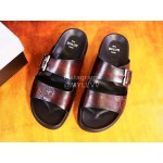 Berluti Egio Scritto Fashion Leather Slippers For Men Brown