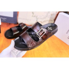 Berluti Egio Scritto Fashion Leather Slippers For Men Brown