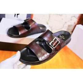 Berluti Egio Scritto Fashion Leather Slippers For Men Brown