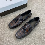 Berluti Crocodile Embossed Leather Tassel Shoes For Men Coffee