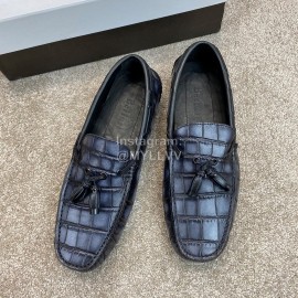 Berluti Crocodile Embossed Leather Tassel Shoes For Men Dark Gray