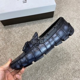 Berluti Crocodile Embossed Leather Tassel Shoes For Men Dark Gray