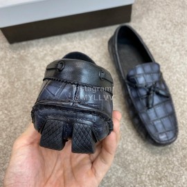 Berluti Crocodile Embossed Leather Tassel Shoes For Men Dark Gray