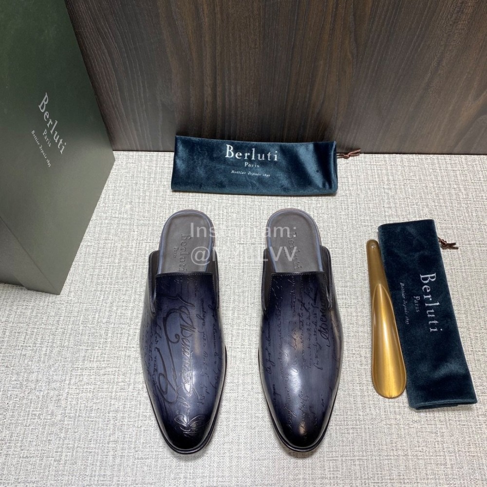 Berluti Fashion Printed Leather Sandals For Men Gray