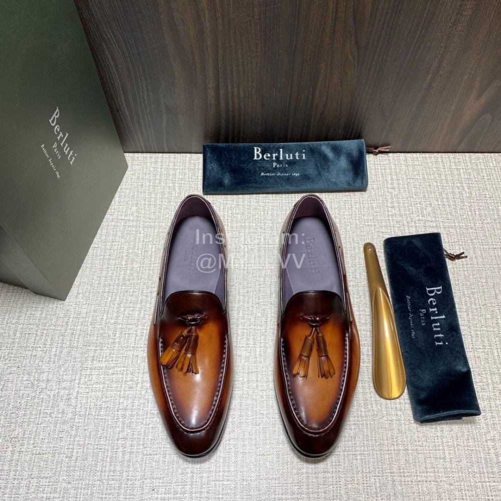 Berluti Fashion Leather Tassel Shoes For Men Brown