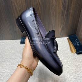 Berluti Fashion Leather Tassel Shoes For Men Gray