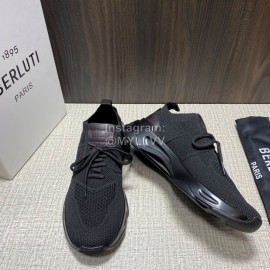 Berluti Shadow Black Knitted Leather Sneakers For Men 