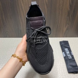 Berluti Shadow Black Knitted Leather Sneakers For Men 