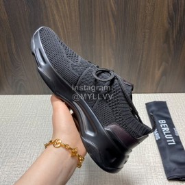 Berluti Shadow Black Knitted Leather Sneakers For Men 