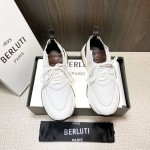 Berluti Shadow Spring Knitted Leather Sneakers For Men White