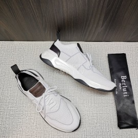 Berluti Shadow Spring Knitted Leather Sneakers For Men White